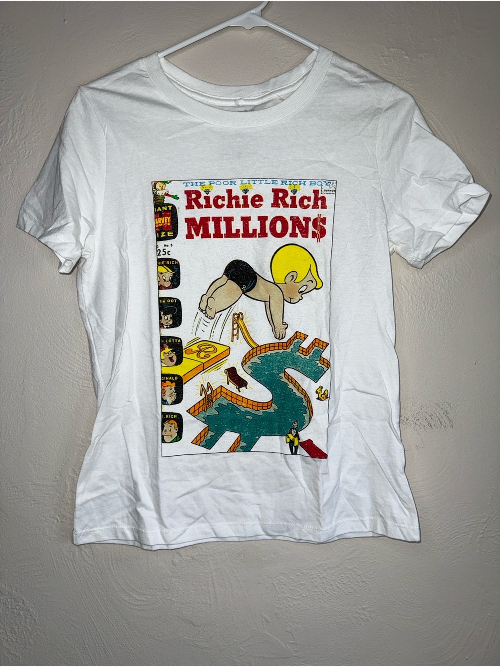 Richie Rich Comic Graphic Tee White Short Sleeve Size Small